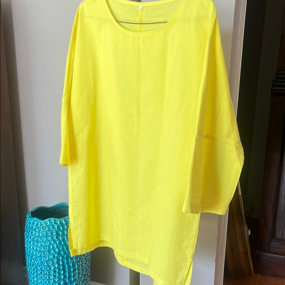 Bright Yellow (likely linen) Women's Lightweight Tunic Top